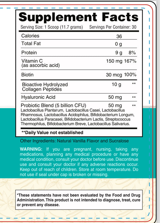 Grass-Fed Collagen Peptides with Probiotics – Vanilla